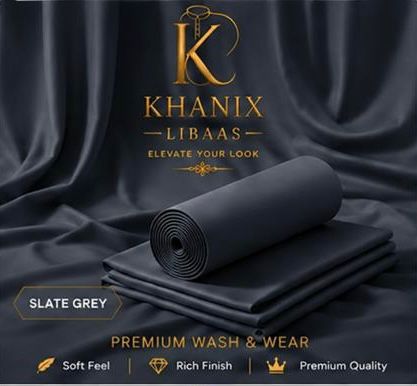 Premium Grey Wash & Wear Unstitched Suit for Men – Khanix Libaas