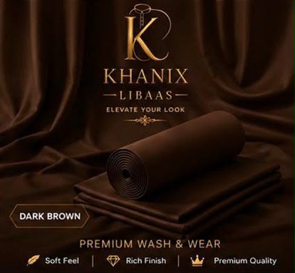Premium Dark Brown Wash & Wear Unstitched Suit | Khanix Libaas