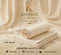 Premium Off-White Wash & Wear Unstitched Suit | Khanix Libaas
